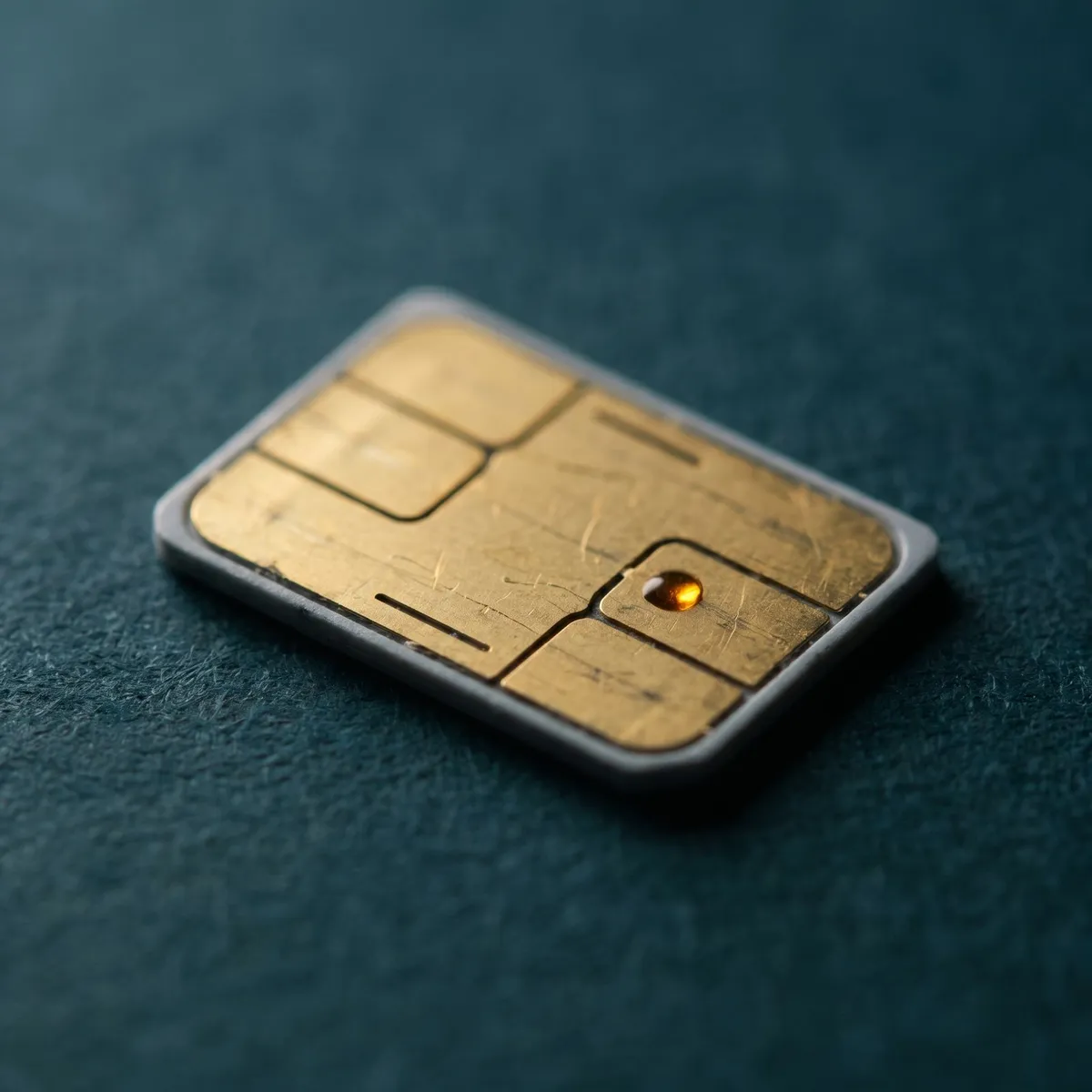 Makroaufnahme der Kontaktflächen einer M2M-SIM — Sinnbild für SIM-Hardware.